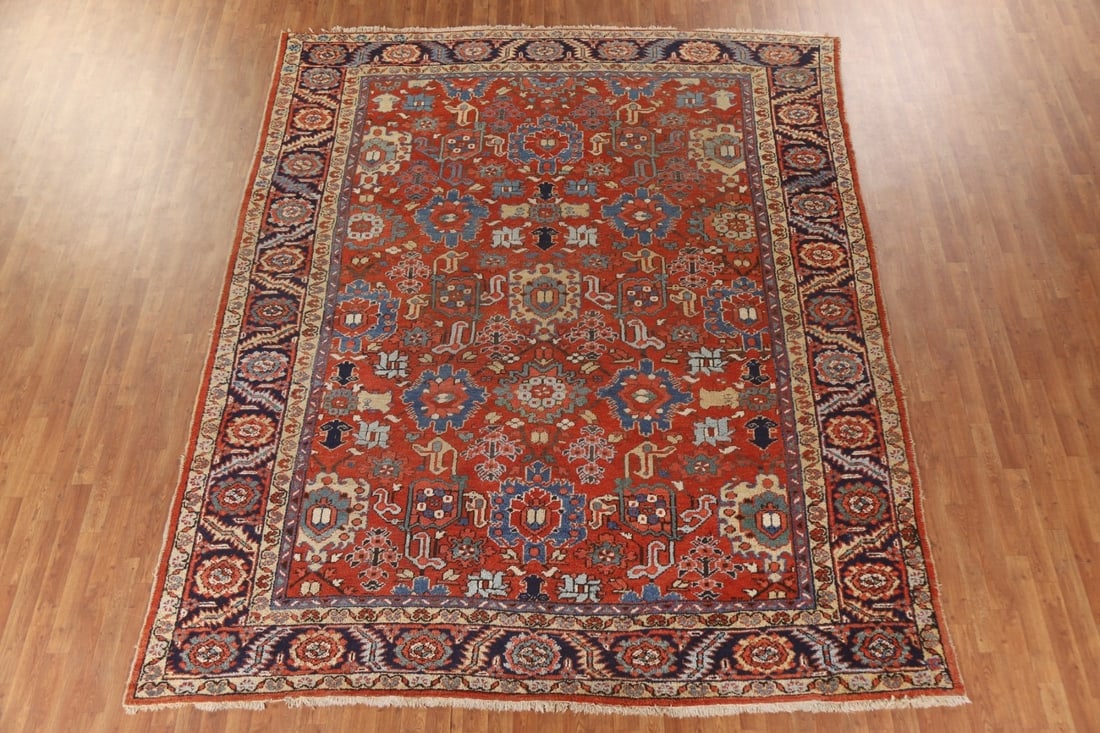 Pre-1900 Vegetable Dye Heriz Serapi Persian Area Rug 9x11 (1 of 20)