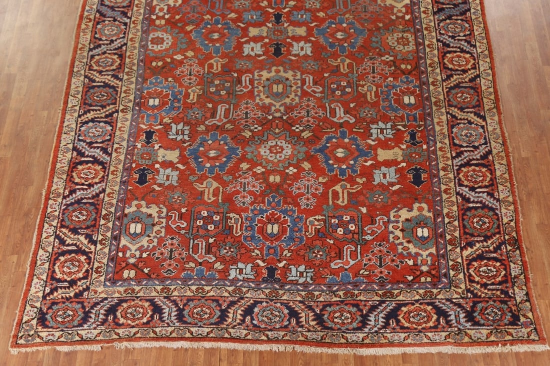 Pre-1900 Vegetable Dye Heriz Serapi Persian Area Rug 9x11 - 4