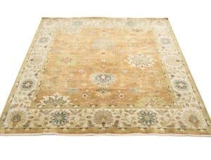 Rust Orange Floral 8X8 Osh Chobi Oriental Square Rug - 3