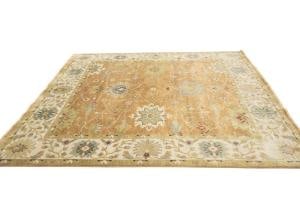 Rust Orange Floral 8X8 Osh Chobi Oriental Square Rug - 7