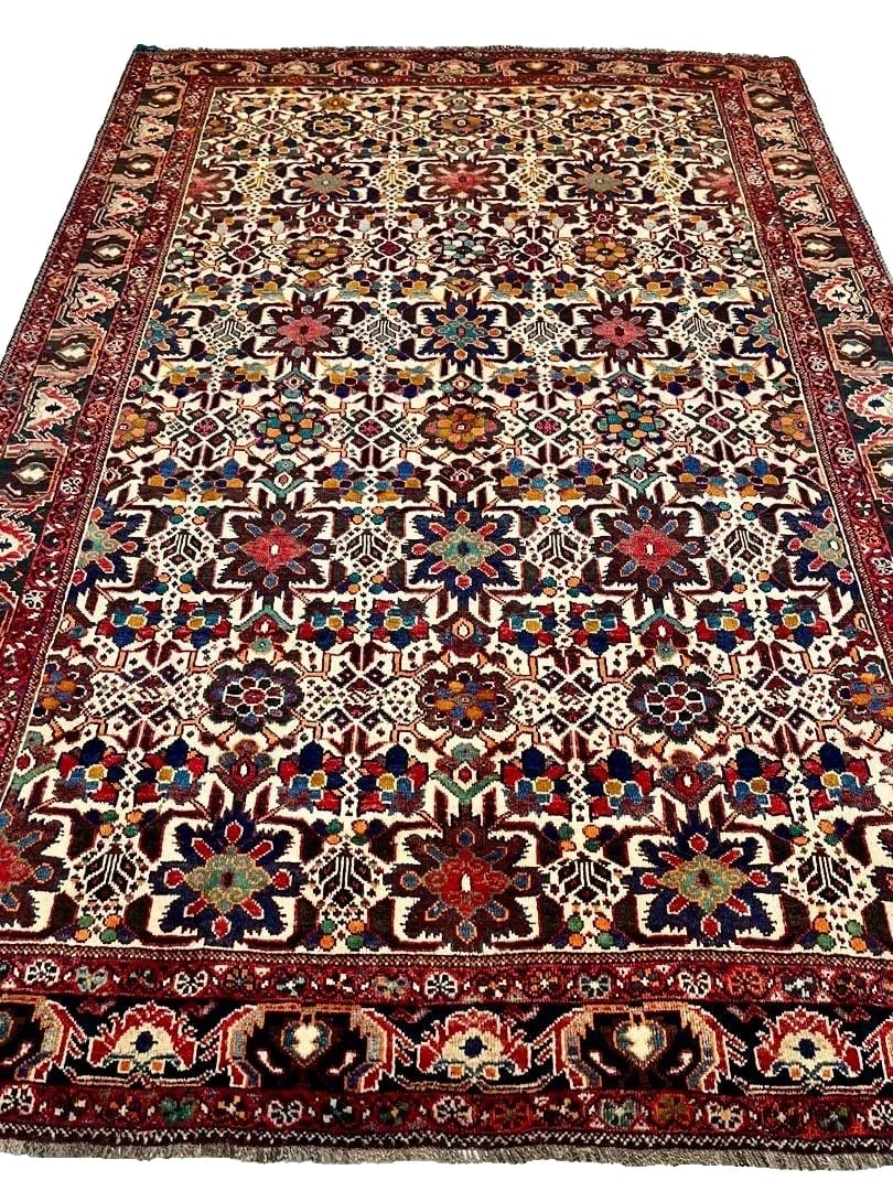 Hand Knotted Tribal Wool Ivory Nomadic Qashqai Oriental Rug Carpet 7'10"x10'10" - 10