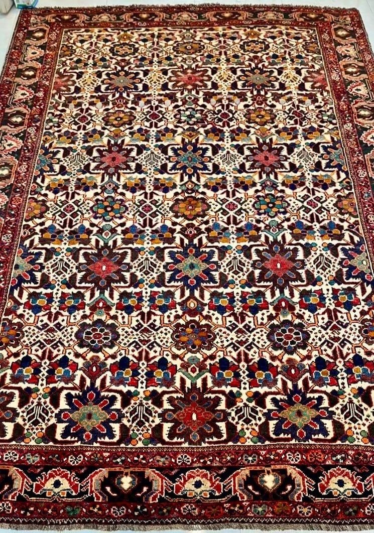 Hand Knotted Tribal Wool Ivory Nomadic Qashqai Oriental Rug Carpet 7'10"x10'10" - 2