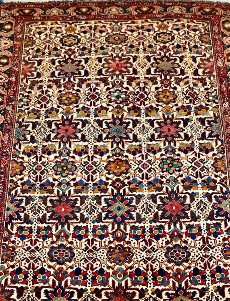 Hand Knotted Tribal Wool Ivory Nomadic Qashqai Oriental Rug Carpet 7'10"x10'10" - 7