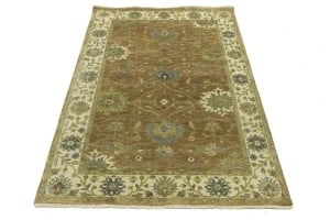 Light Rust Floral 5x8 Osh Chobi Oriental Rug - 3