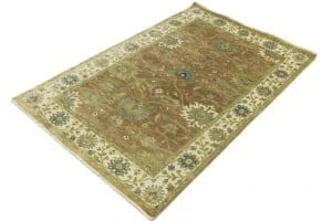 Light Rust Floral 5x8 Osh Chobi Oriental Rug - 4