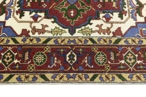 Blue Geometric 9X12 Heriz Serapi Oriental Rug - 12