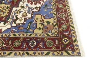 Blue Geometric 9X12 Heriz Serapi Oriental Rug - 13