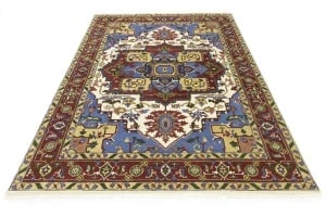Blue Geometric 9X12 Heriz Serapi Oriental Rug - 3
