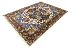 Blue Geometric 9X12 Heriz Serapi Oriental Rug - 4