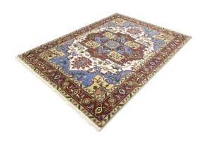 Blue Geometric 9X12 Heriz Serapi Oriental Rug - 6