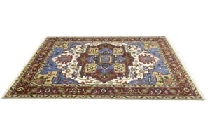 Blue Geometric 9X12 Heriz Serapi Oriental Rug - 7