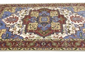 Blue Geometric 9X12 Heriz Serapi Oriental Rug - 8