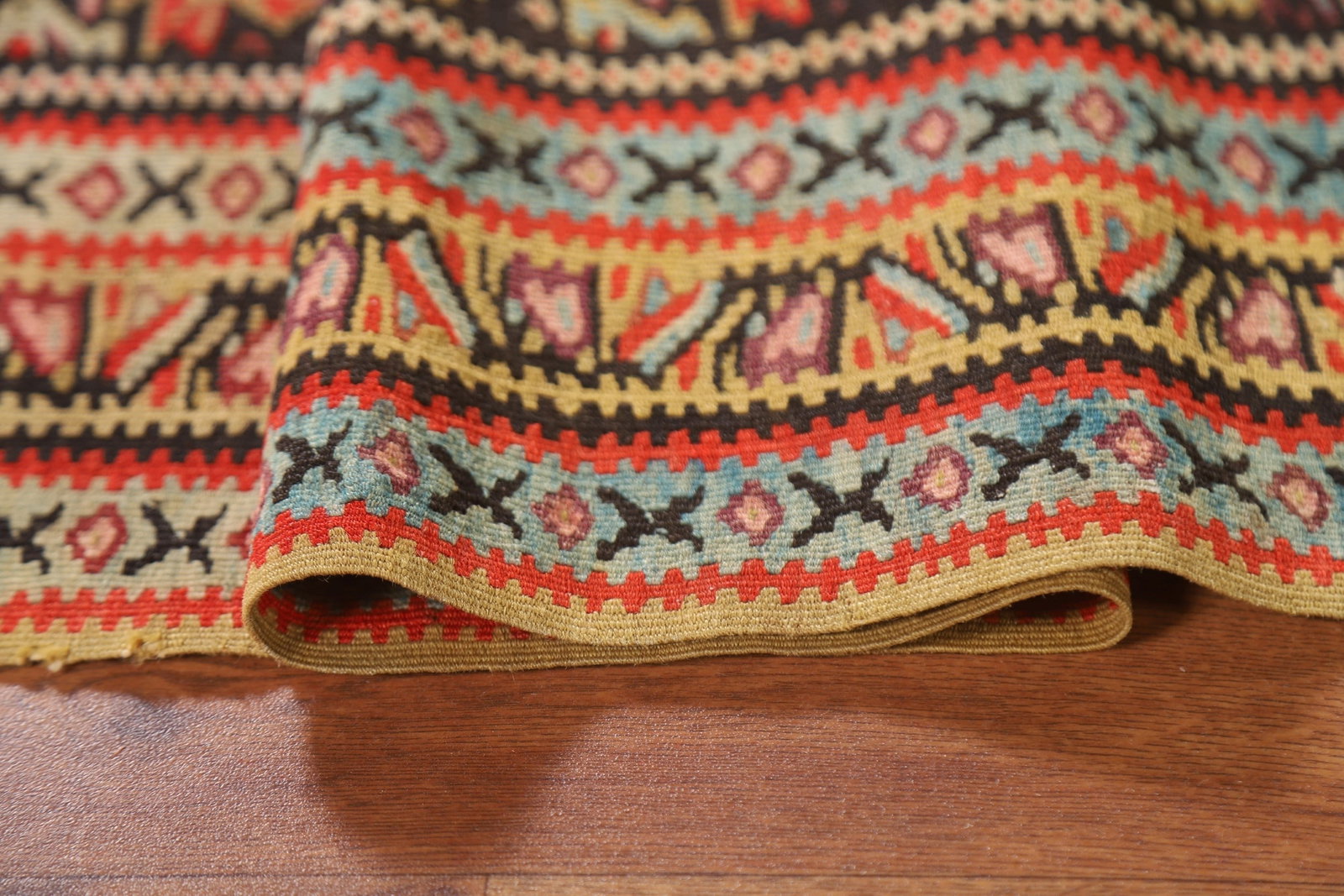 Pre-1900 Vegetable Dye Senneh Kilim Persian Rug 4x5 - 6