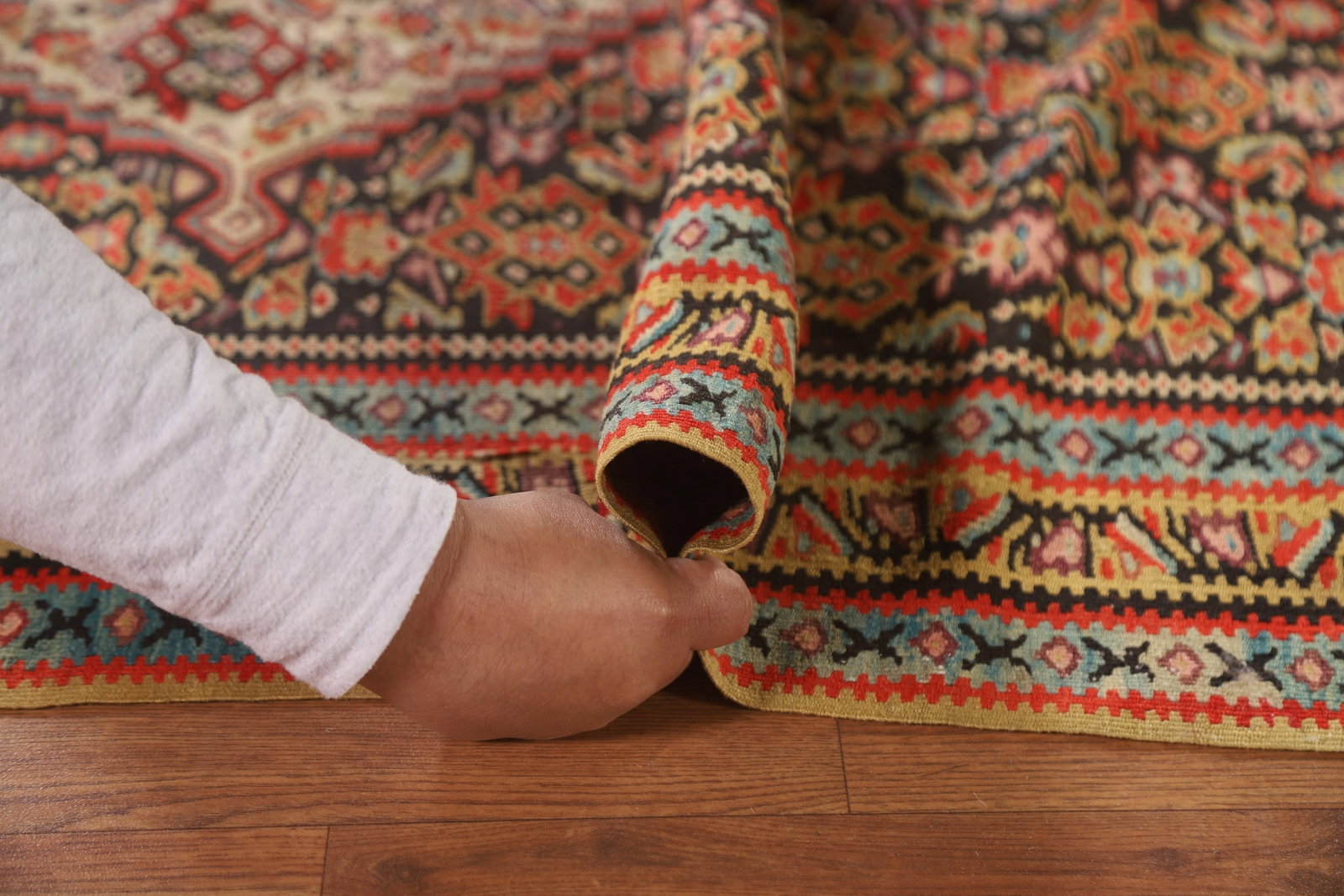 Pre-1900 Vegetable Dye Senneh Kilim Persian Rug 4x5 - 9