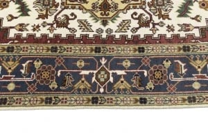 Cream Geometric 9X10 Heriz Serapi Oriental Rug - 12