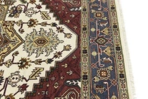 Cream Geometric 9X10 Heriz Serapi Oriental Rug - 14