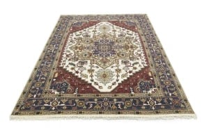 Cream Geometric 9X10 Heriz Serapi Oriental Rug - 5