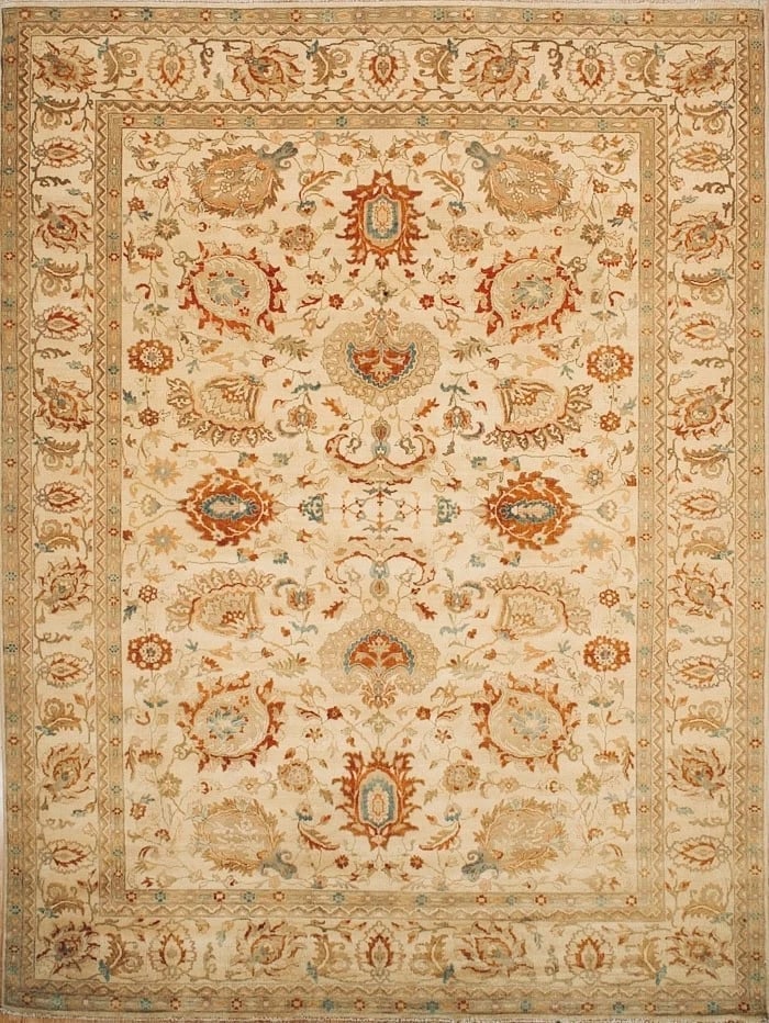 Hand-Knotted Ivory Sultanabad Oriental Area Rug Wool Classic Carpet 9'1" x 12'2" (1 of 6)