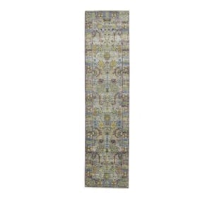 Silver Floral 3X10 Oushak Chobi Oriental Runner Rug: Title:Silver Floral 3X10 Oushak Chobi Oriental Runner Rug Description:Hand Knotted 3X10 Silver Oriental runner made with vegetable dyes (fine wool pile and cotton foundation), exceptional knot count,