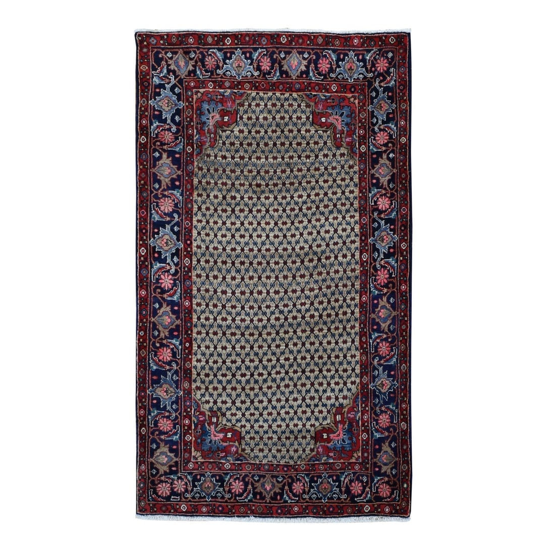 Beaver Brown, New Persian Serab, Pure Wool, Hand Knotted Rug: Title: Beaver Brown, New Persian Serab, Pure Wool, Hand Knotted Rug Description:This is a truly genuine one-of-a-kind. It has been Knotted for months and months in the centuries-old weaving craftsmans