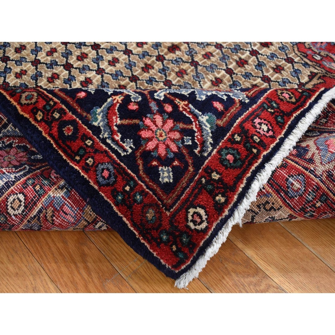 Beaver Brown, New Persian Serab, Pure Wool, Hand Knotted Rug - 4