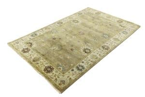 Tan Floral Traditional 5X8 Osh Chobi Peshawar Oriental Rug - 6