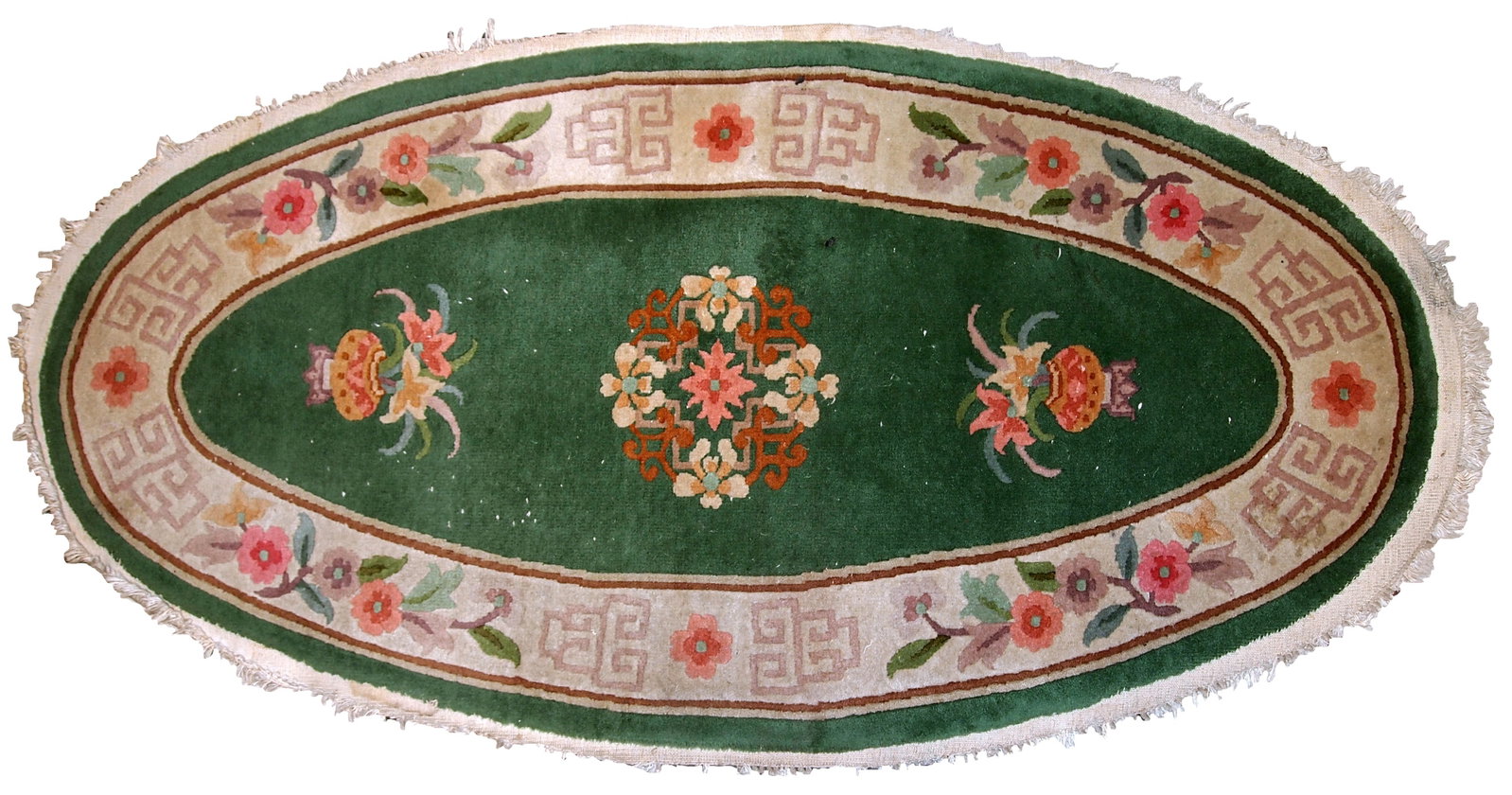 Handmade antique Art Deco Chinese rug 2.6' x 5.2' (81cm x 159cm) 1930s: Title: Handmade antique Art Deco Chinese rug 2.6' x 5.2' (81cm x 159cm) 1930s Origin:China Dimensions: 2.6' x 5.2' (81cm x 159cm) Materials:wool Year:1930s Description:Handmade antique Art Deco