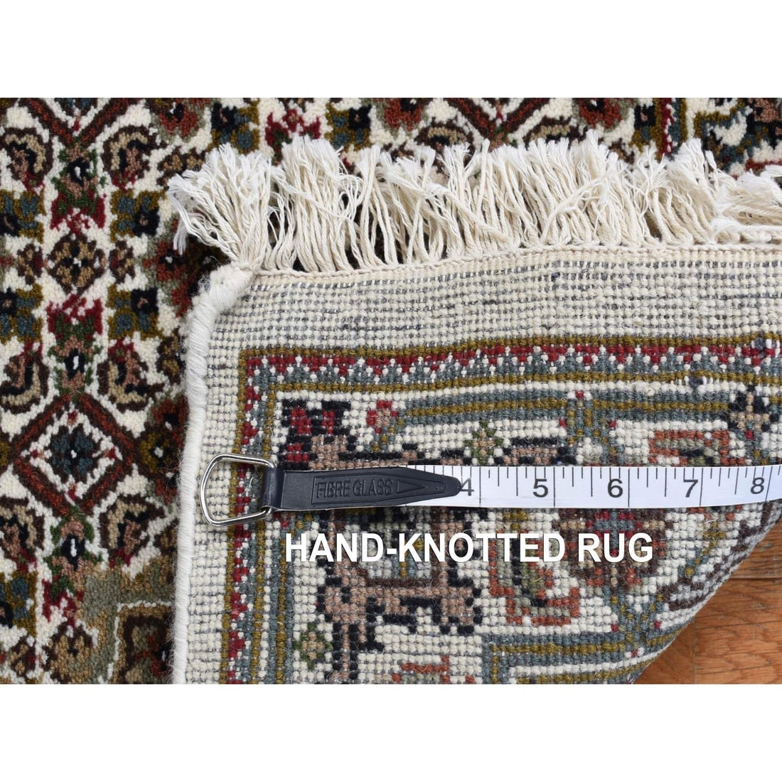 Ivory, Wool and Silk, Tabriz Mahi Design, Hand Knotted, Runner Rug - 8
