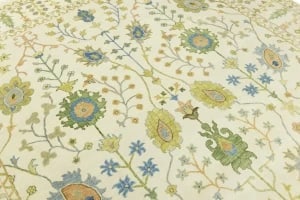Ivory Floral Traditional 10X14 Oushak Chobi Oriental Rug - 11