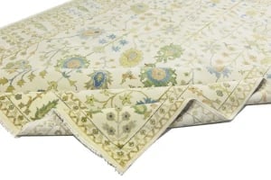 Ivory Floral Traditional 10X14 Oushak Chobi Oriental Rug - 15