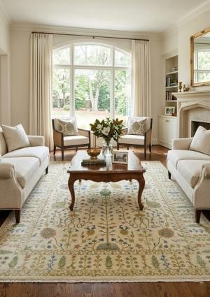 Ivory Floral Traditional 10X14 Oushak Chobi Oriental Rug - 2