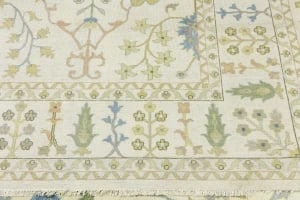 Ivory Floral Traditional 10X14 Oushak Chobi Oriental Rug - 3