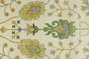 Ivory Floral Traditional 10X14 Oushak Chobi Oriental Rug - 4