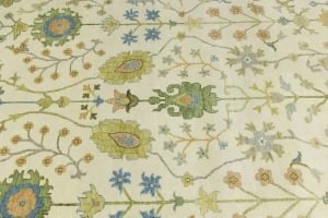 Ivory Floral Traditional 10X14 Oushak Chobi Oriental Rug - 5