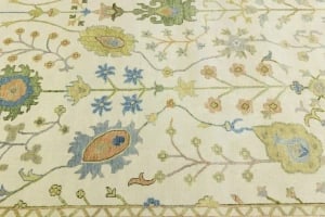 Ivory Floral Traditional 10X14 Oushak Chobi Oriental Rug - 6