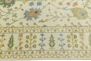 Ivory Floral Traditional 10X14 Oushak Chobi Oriental Rug - 7
