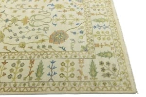 Ivory Floral Traditional 10X14 Oushak Chobi Oriental Rug - 8