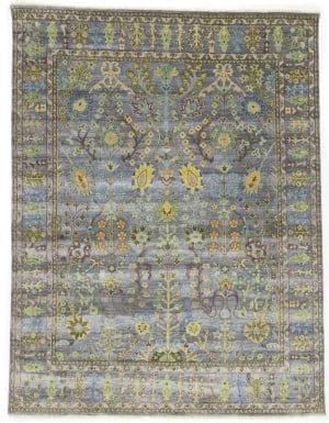 Silver Floral Traditional 8X10 Oushak Chobi Oriental Rug: Title:Silver Floral Traditional 8X10 Oushak Chobi Oriental Rug Description:Handmade 8X10 Silver oriental rug made with vegetable dyes (fine wool pile and cotton foundation), superior knot count, and