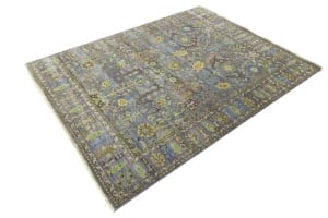 Silver Floral Traditional 8X10 Oushak Chobi Oriental Rug - 4