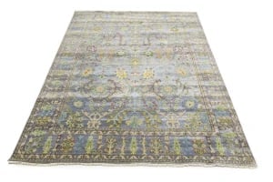 Silver Floral Traditional 8X10 Oushak Chobi Oriental Rug - 5