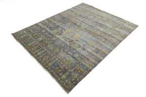 Silver Floral Traditional 8X10 Oushak Chobi Oriental Rug - 6