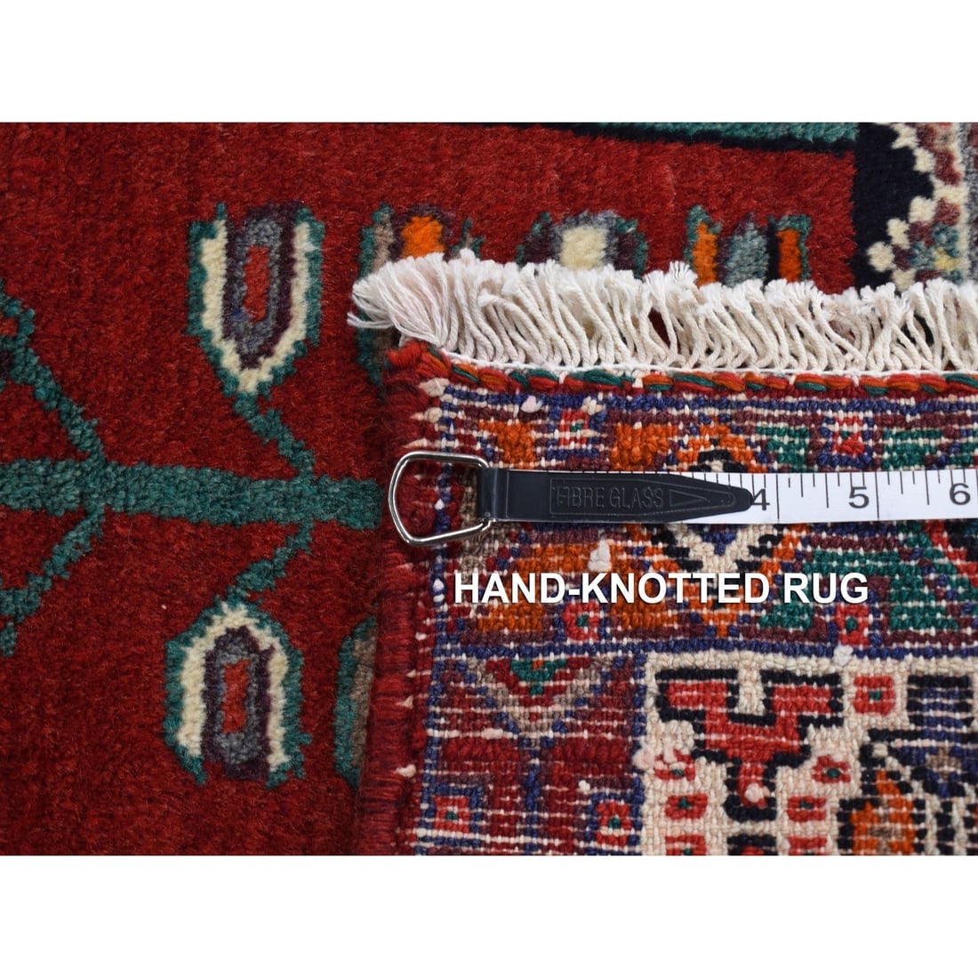 Blue, New Persian Hamadan, Pure Wool, Hand Knotted, Runner Rug - 9