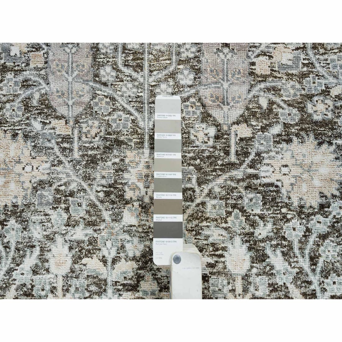 Black Willow and Cypress Tree Design Silk with Wool Hand Knotted Rug - 4