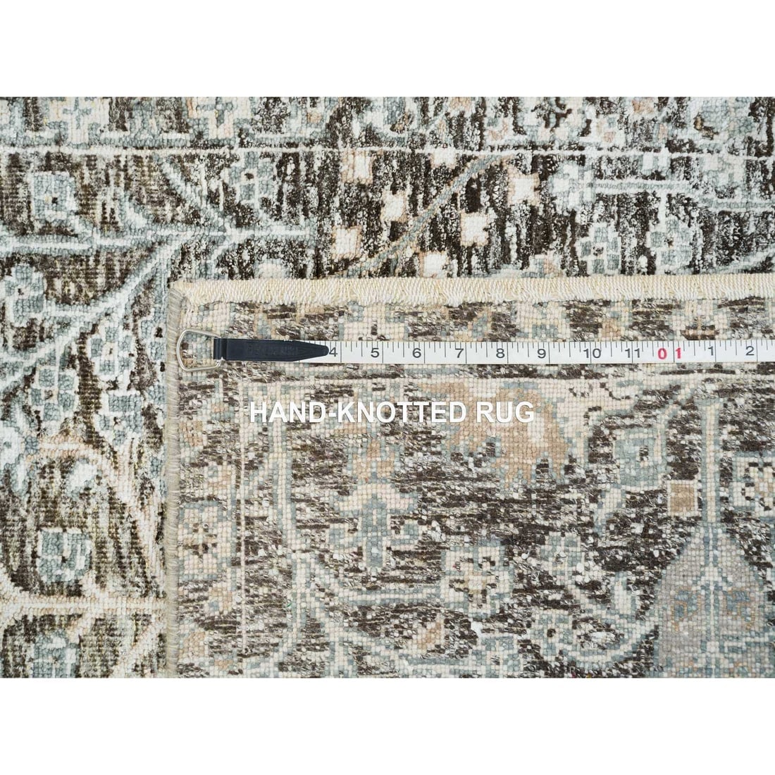 Black Willow and Cypress Tree Design Silk with Wool Hand Knotted Rug - 8