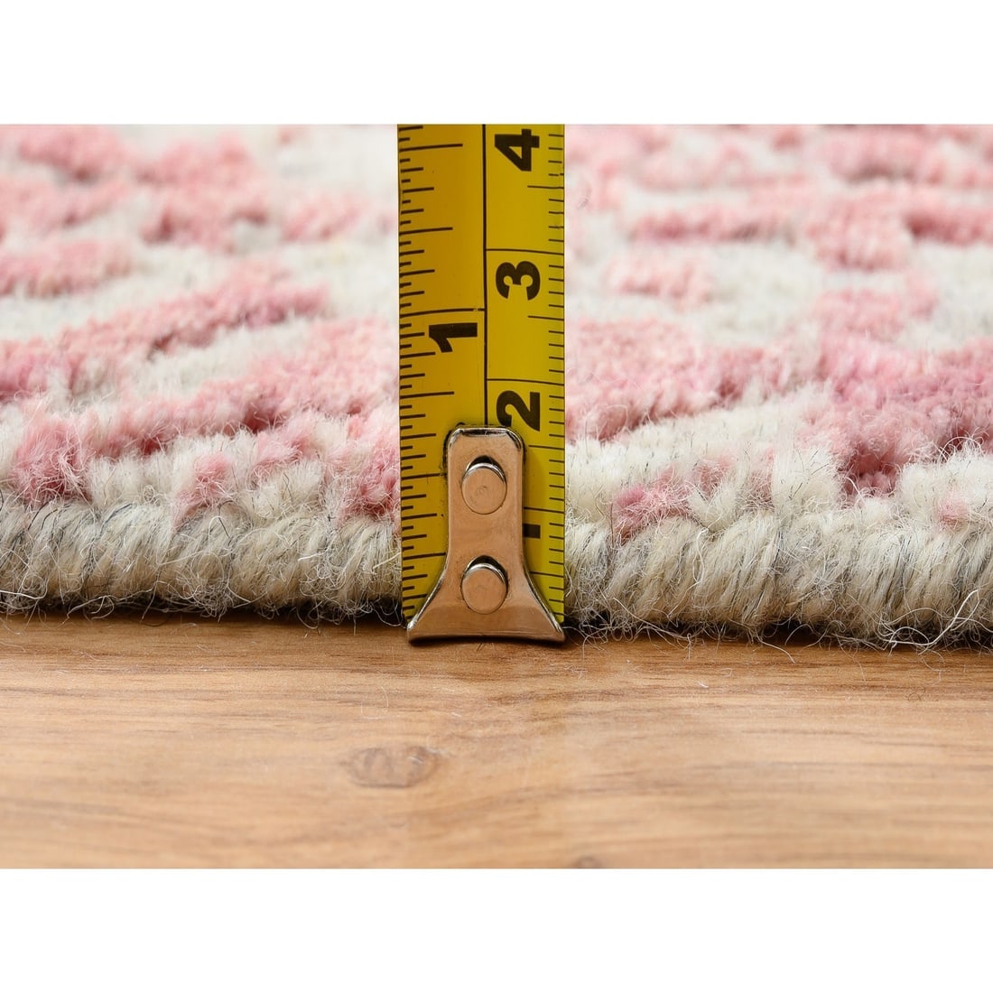 Rose Pink, Jacquard Hand Loomed All Over Design, Wool and Silk, Rug - 10