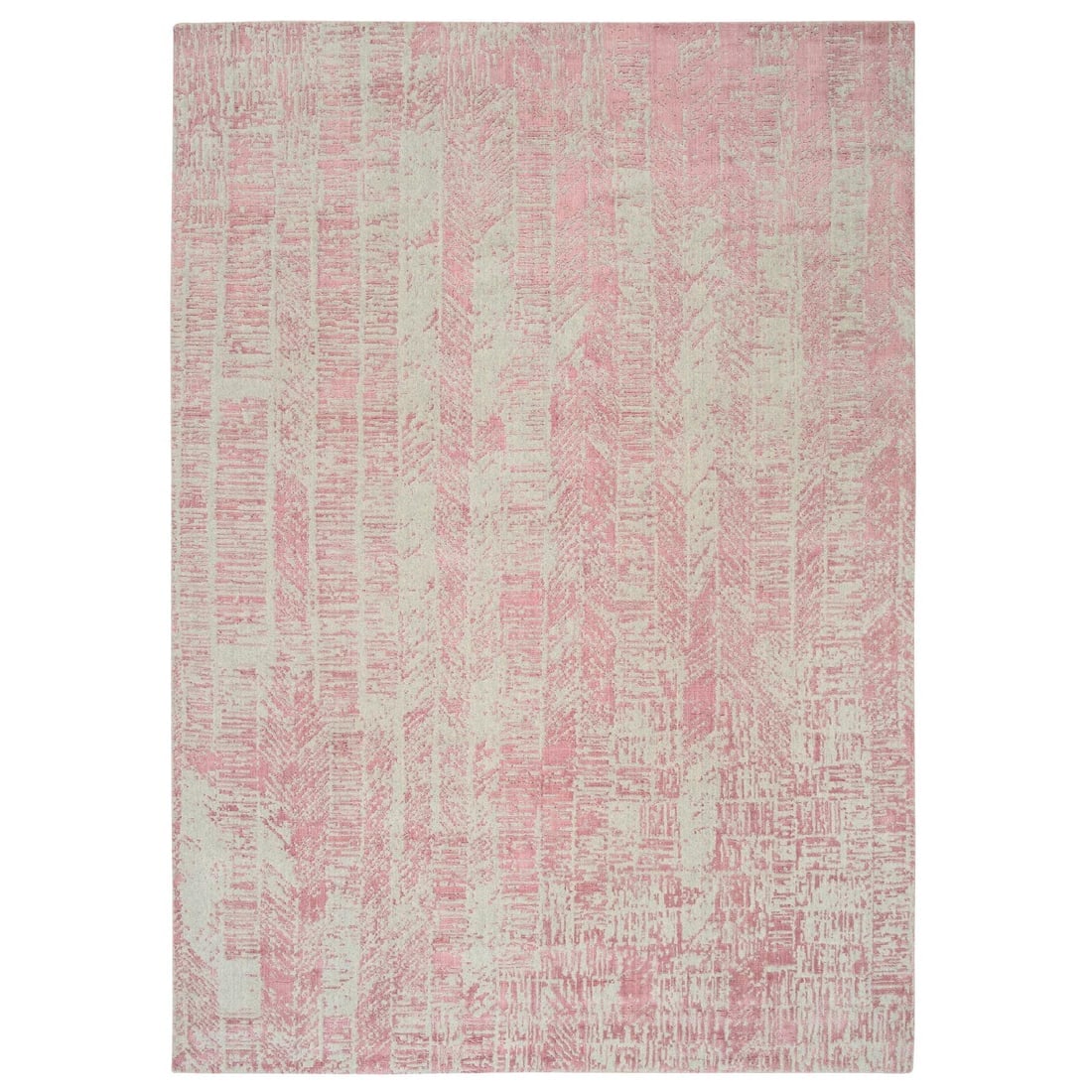 Rose Pink, Jacquard Hand Loomed All Over Design, Wool and Silk, Rug (1 of 11)