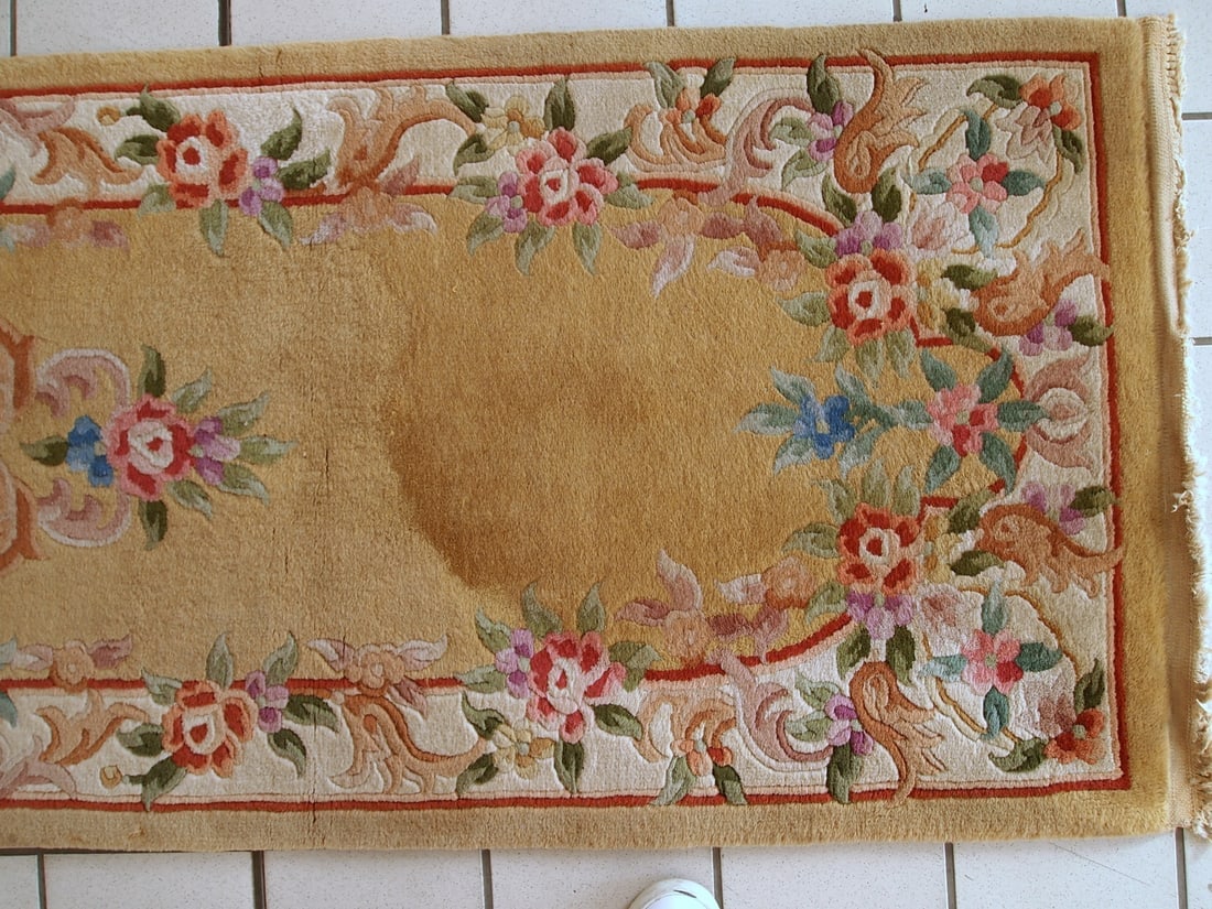 Handmade vintage Art Deco Chinese runner 2.3' x 9.9' (70cm x 303cm) 1970s - 7