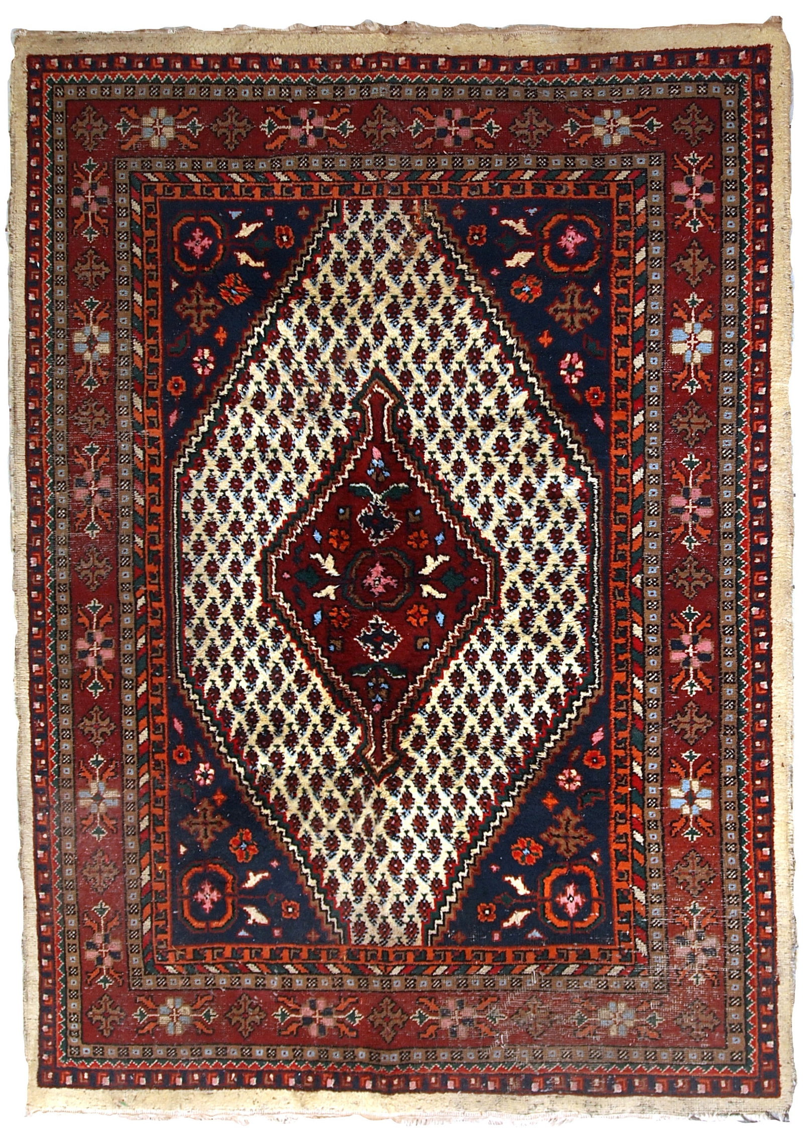 Handmade vintage Persian Hamadan rug 5.7' x 7.9' (175cm x 240cm) 1970s: Title: Handmade vintage Persian Hamadan rug 5.7' x 7.9' (175cm x 240cm) 1970s Origin:Middle East Dimensions: 5.7' x 7.9' (175cm x 240cm) Materials:wool Year:1970s Description:Handmade vintage Hamadan 