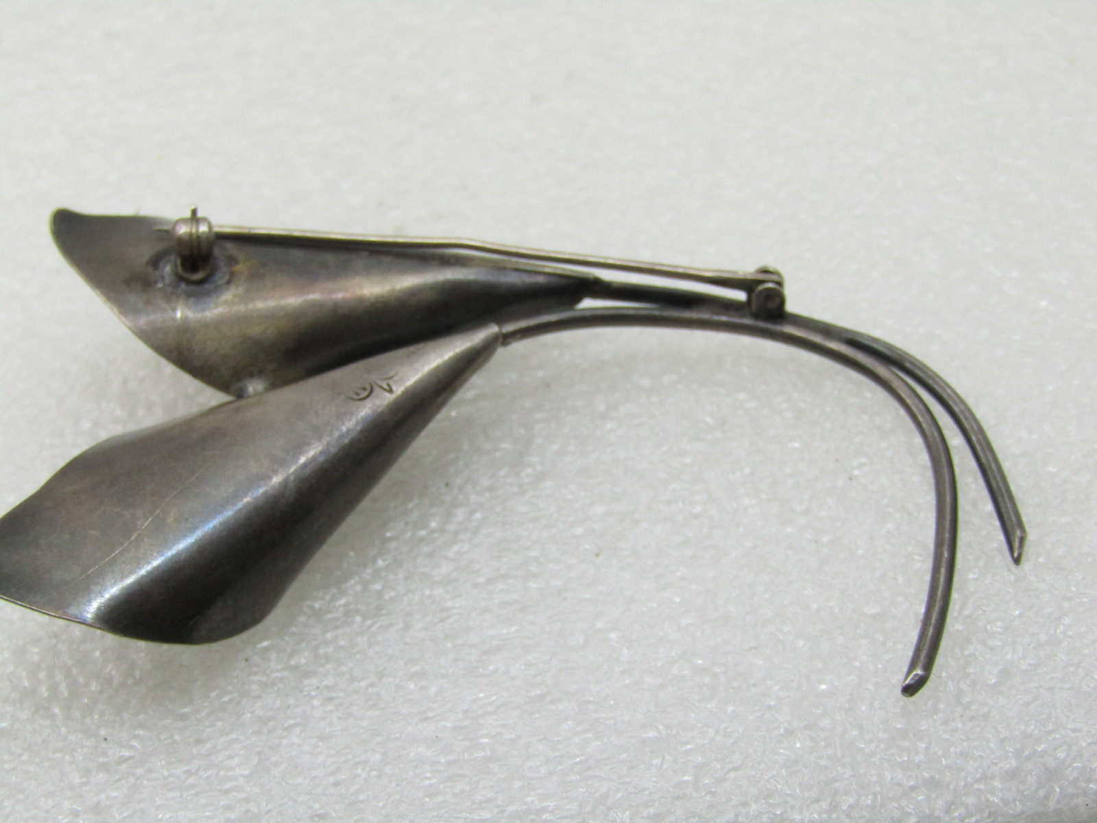 Vintage Stuart Nye Calla Lilies Brooch, 3", Double Stem - 5