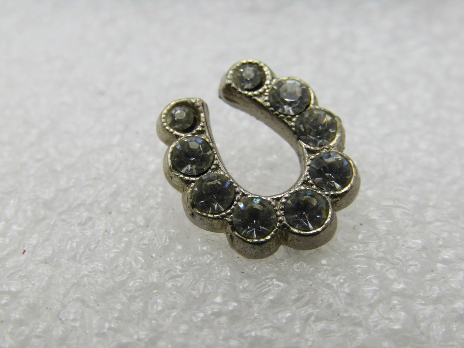 Vintage Rhinestone Horseshoe Tack Pin, 1960's, 1/2" - 2